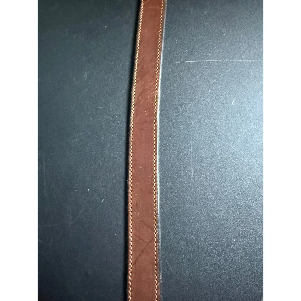Vintage Ranger Leather Belt Brown Stitched Silver Buckle Size 40 Western‎ Rustic
